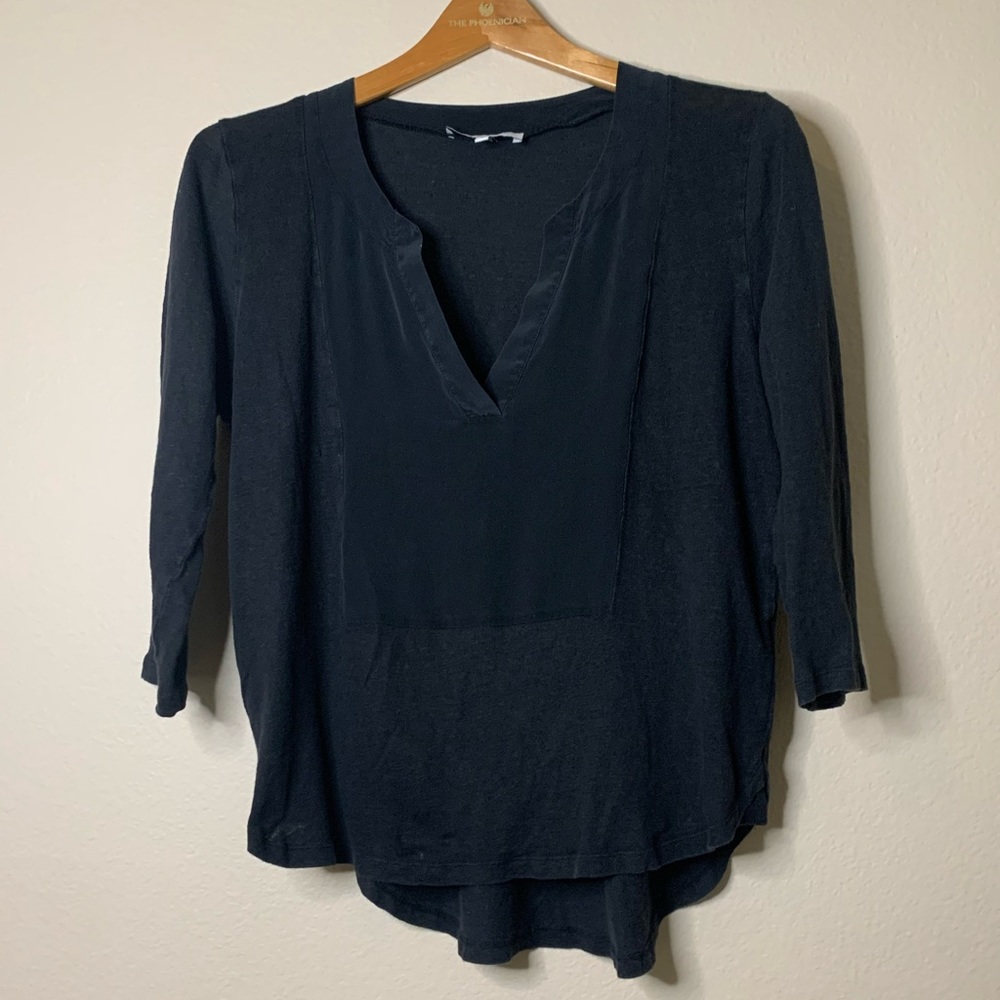 Sandro Black Quarter Sleeve Tunic Top S